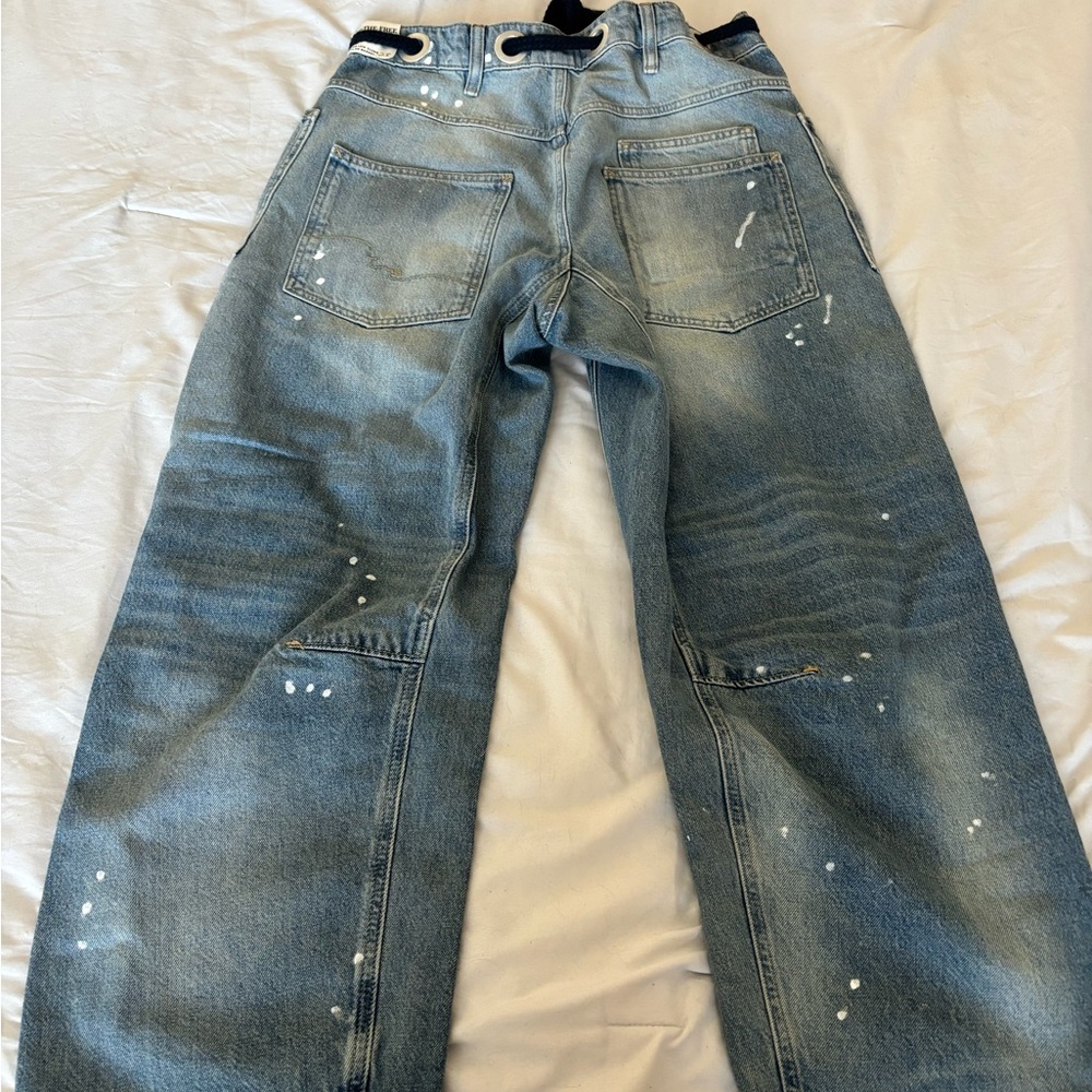 We The Free Light Blue Boyfriend Jeans with White Paint Splatter - Picture 3 of 5